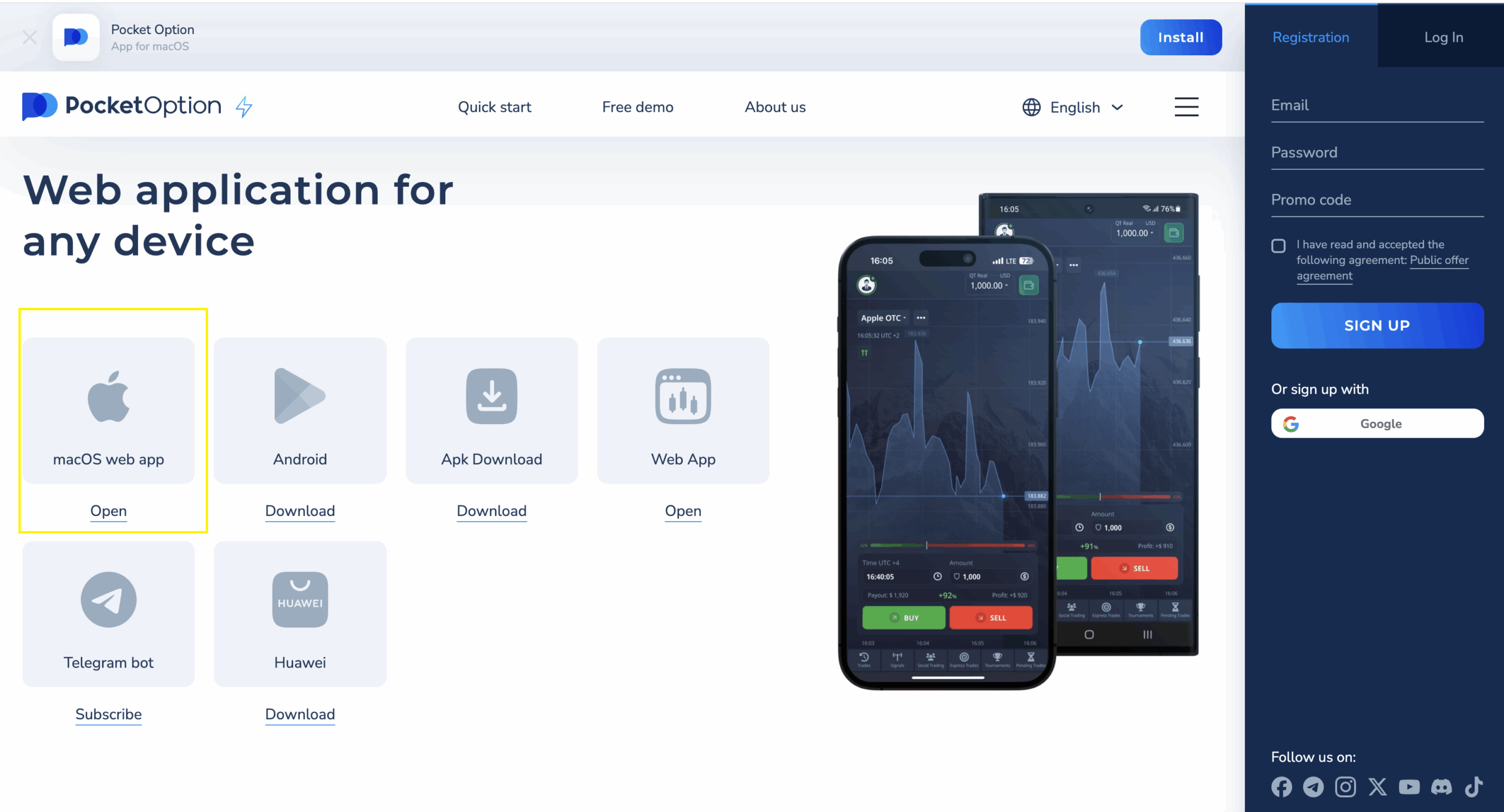 Pocket Option App for Mac OS