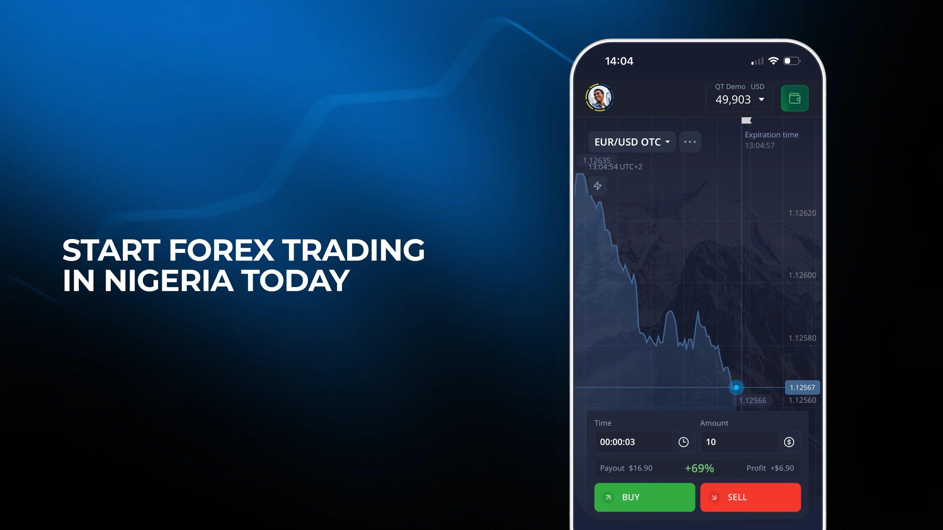 Forex trading in Nigeria on a mobile trading app