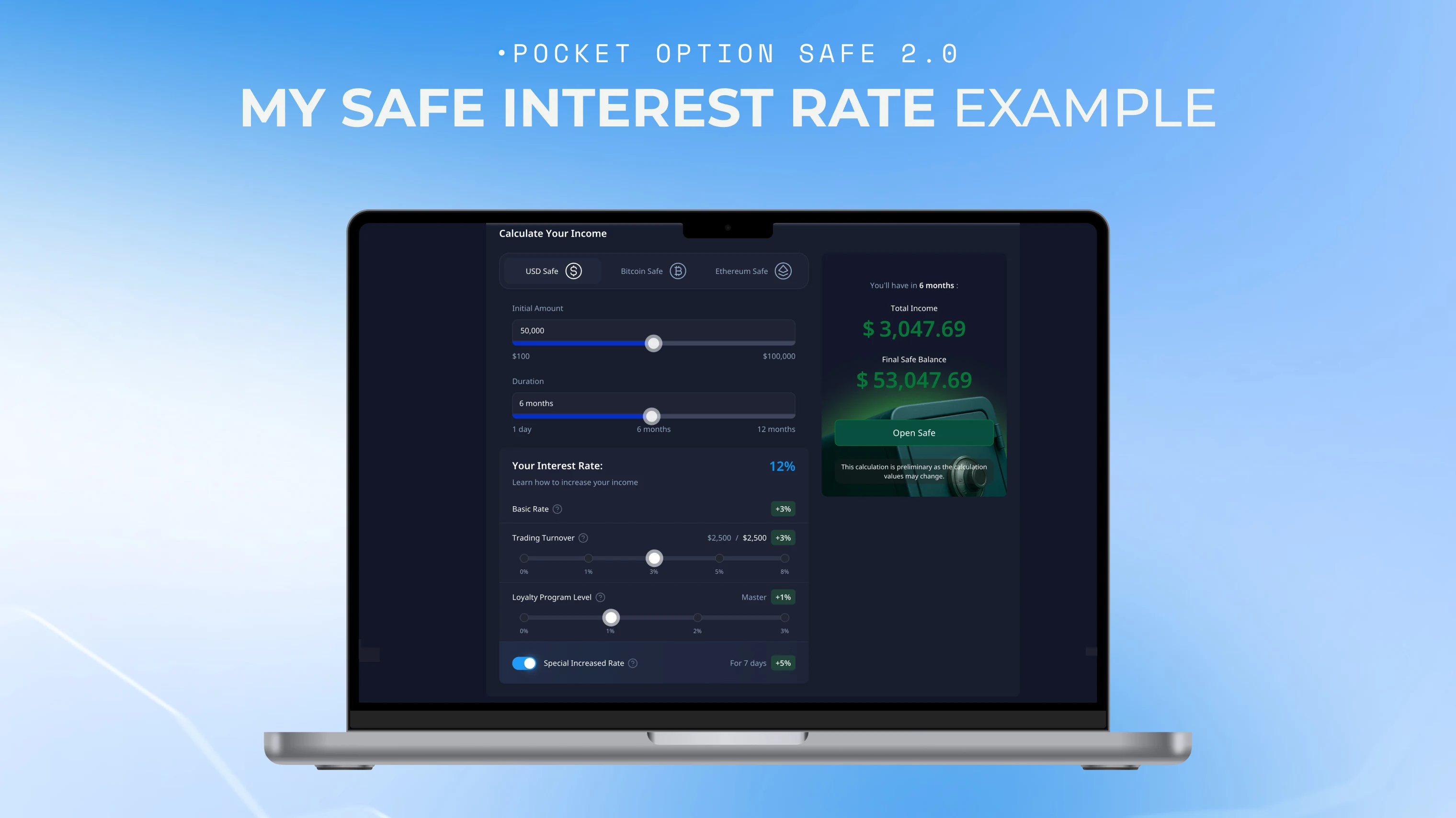 My Safe interest rate example