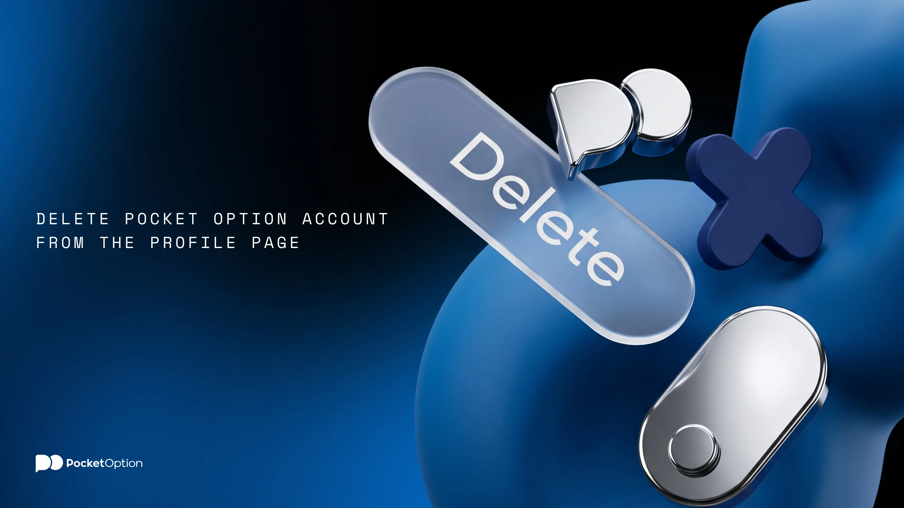 Delete Pocket Option account from the profile page