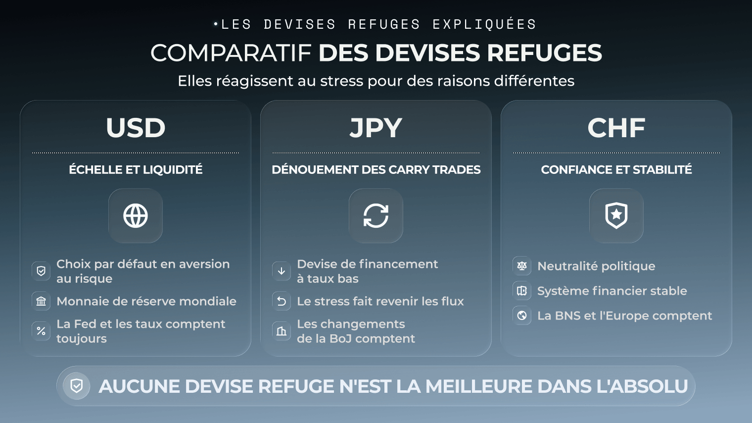 Graphique comparatif de devises refuges