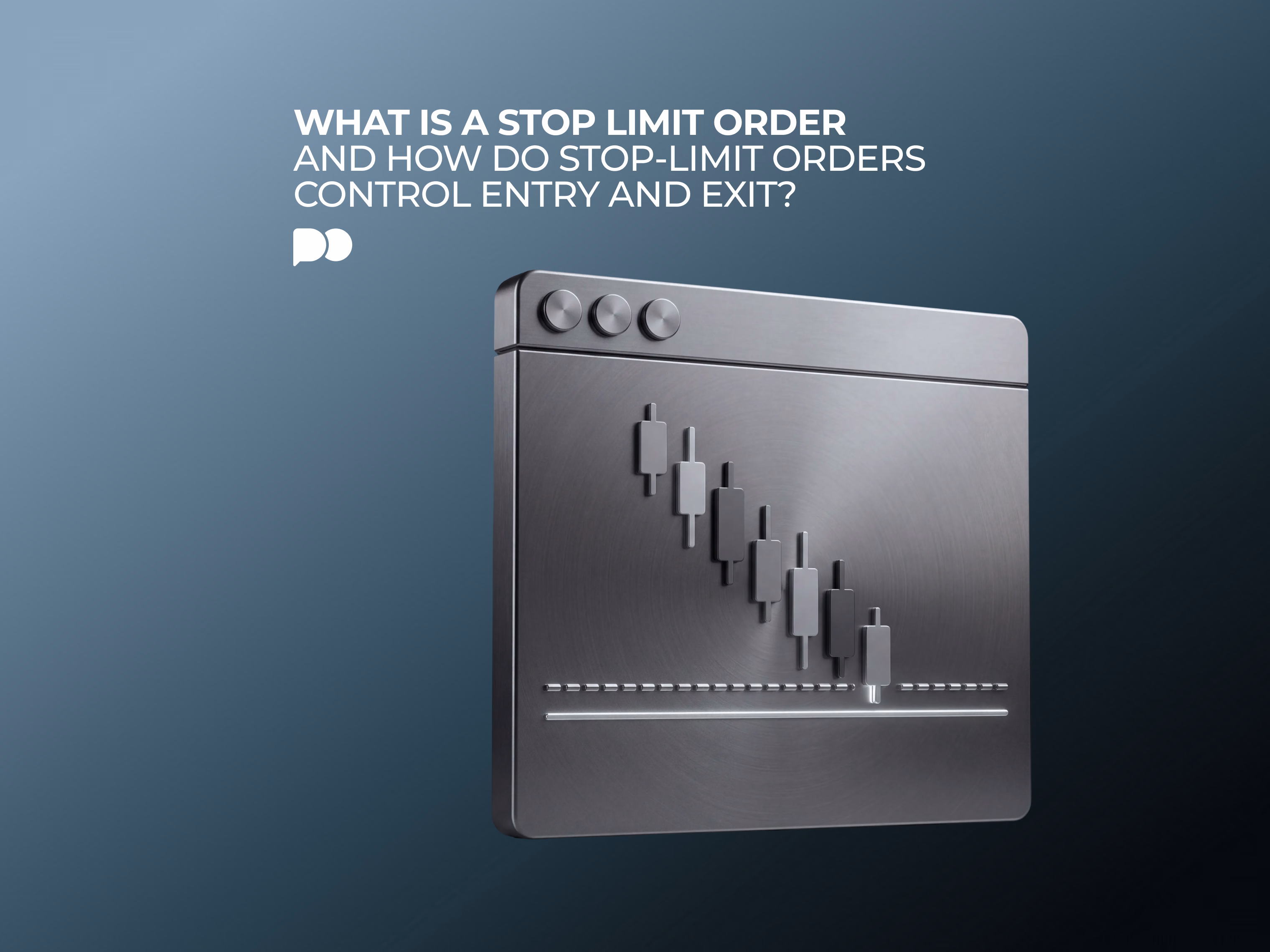 Stop limit order with a stop price and a limit price marked on a price chart