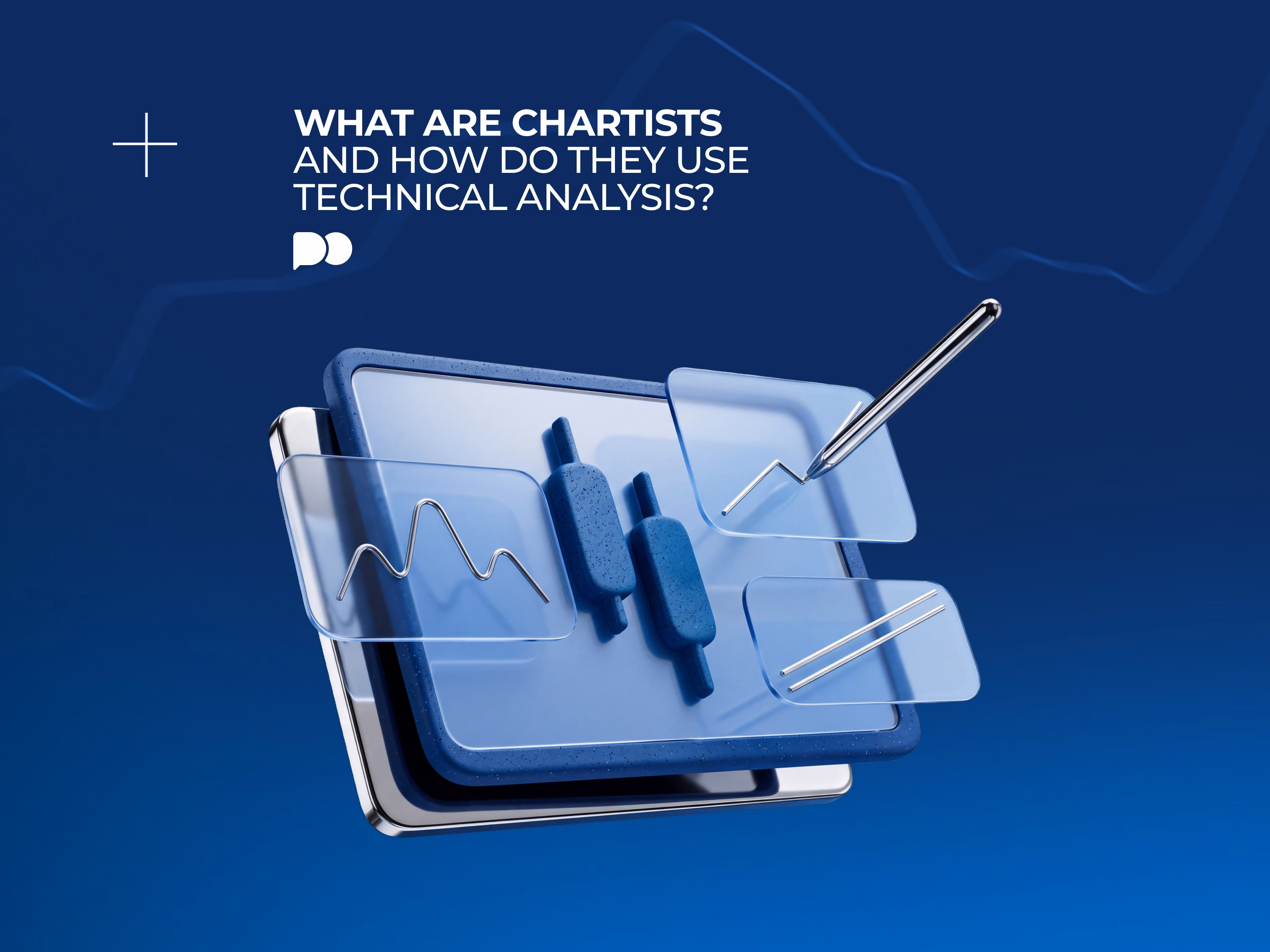Chartists reading chart patterns and trend lines on a price chart