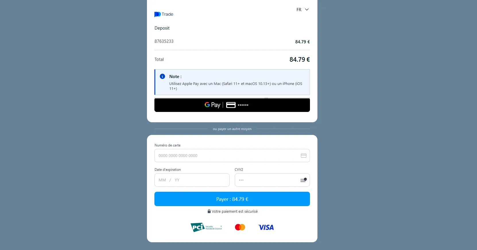 Déposez de l'argent sur Pocket Option avec une carte de débit