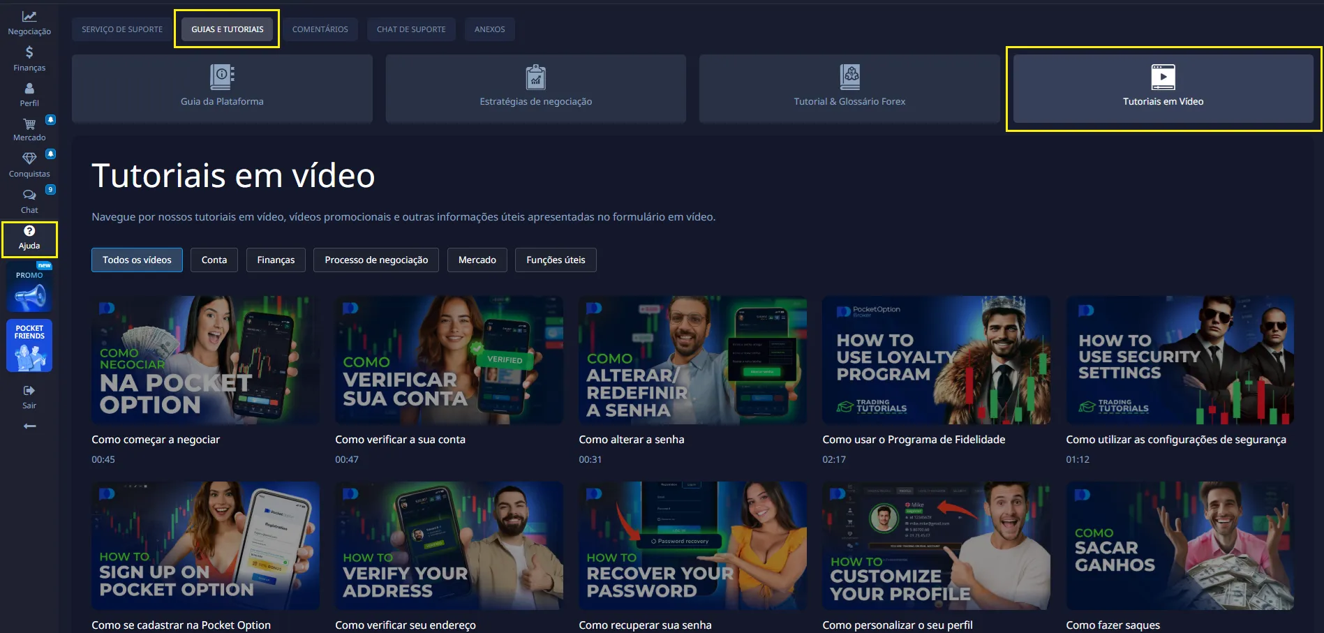 como usar a opção de bolso para iniciantes