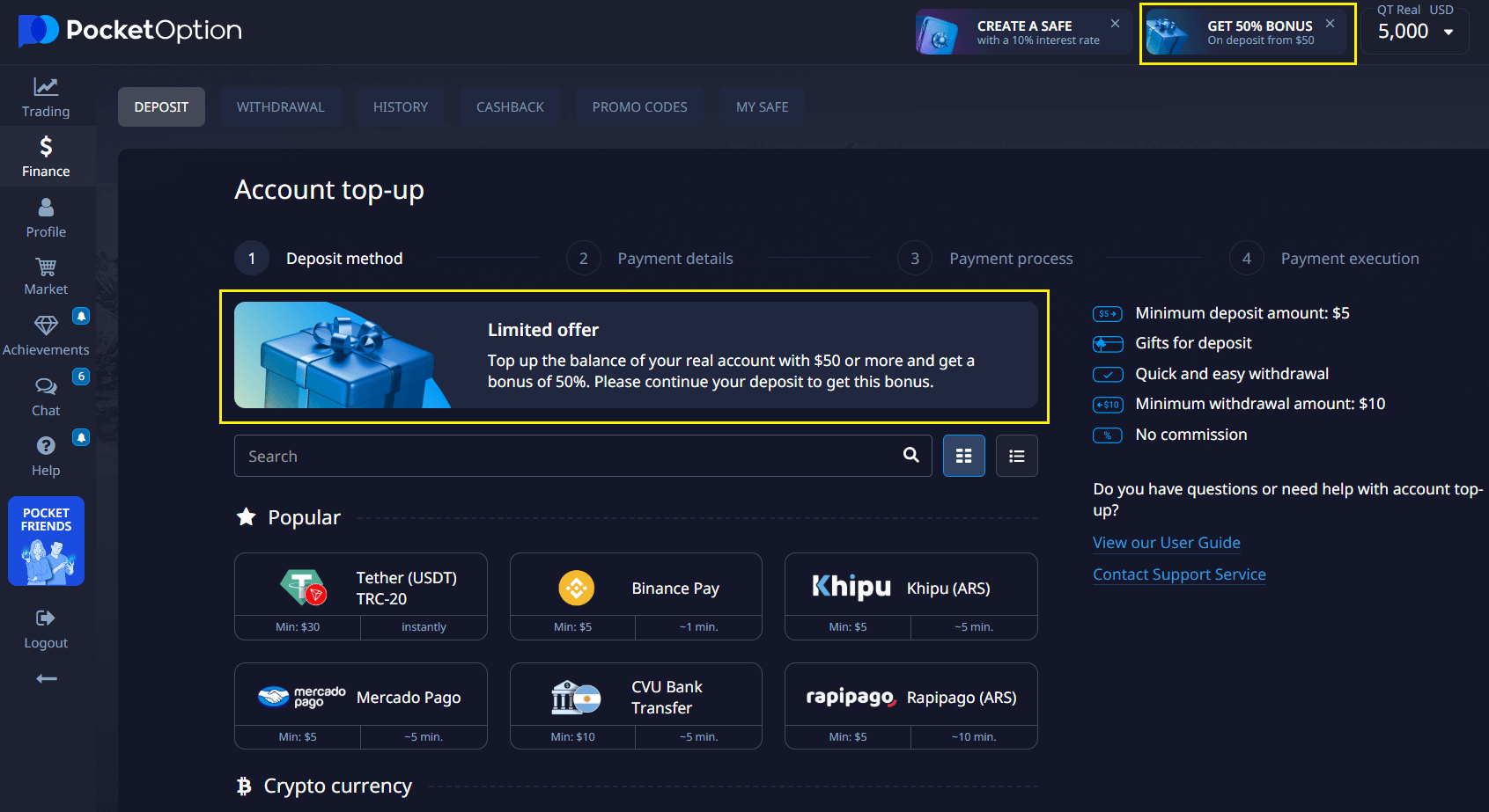 deposit-promo Pocket Option