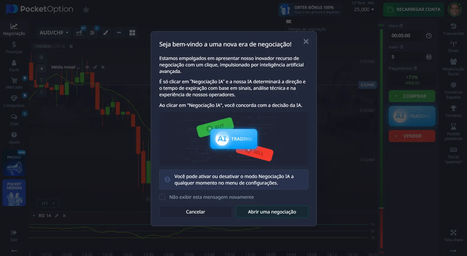 como usar negociação de IA