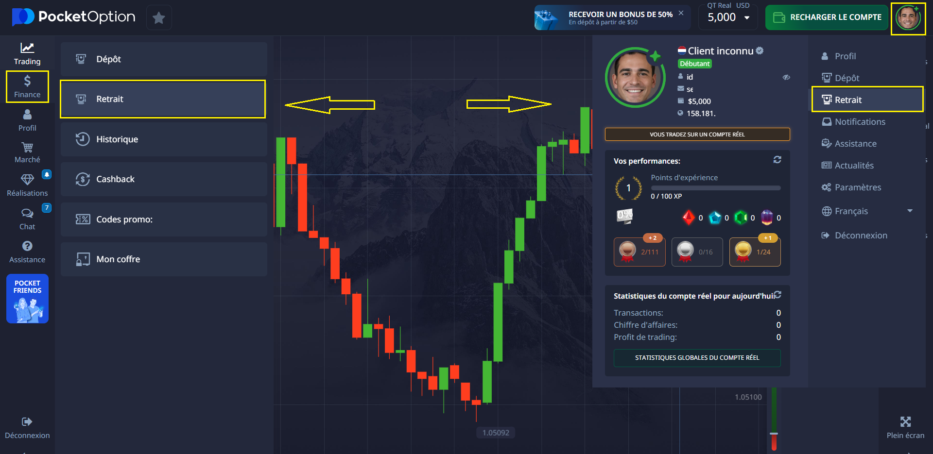 withdraw pocket Option France