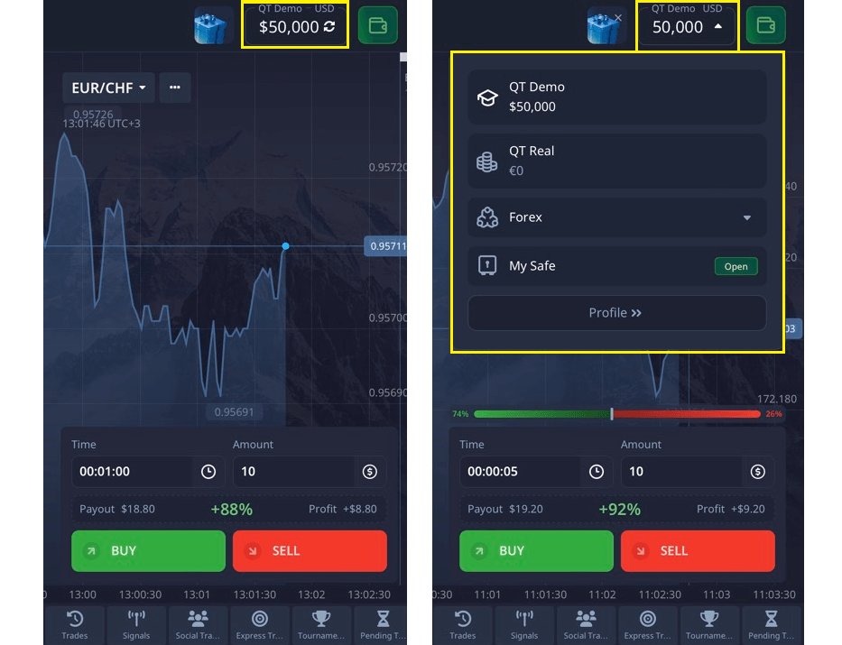 demo mobile pocket option