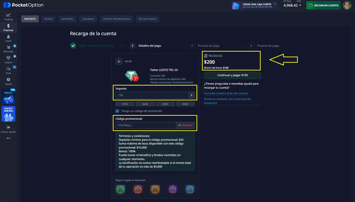 últimas bonificaciones de Pocket Option